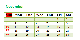 november 2024 calendar