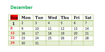 december 2024 calendar