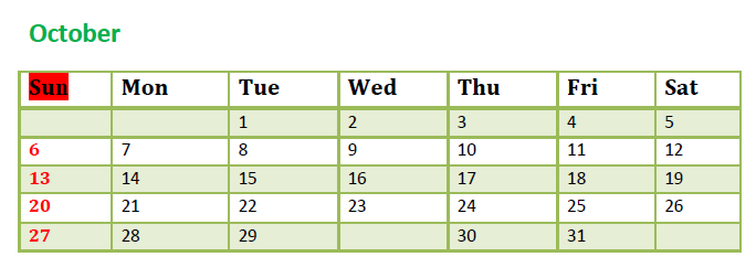 october 2024 calendar