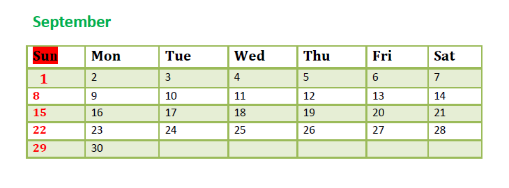  september 2024 calendar